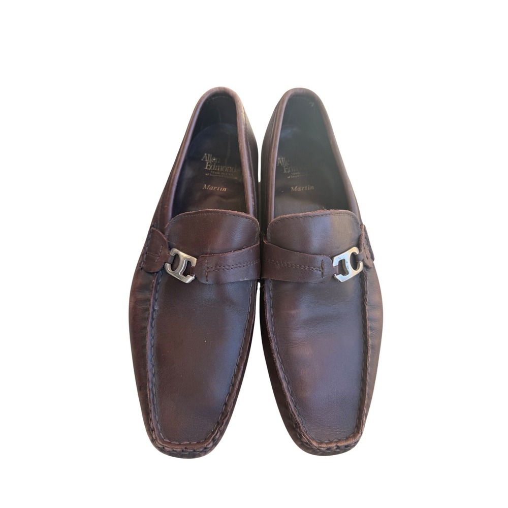 Allen Edmonds Martin Mens Leather Loafers Shoes Size 9 Dark Brown Slip‎ On Dress
